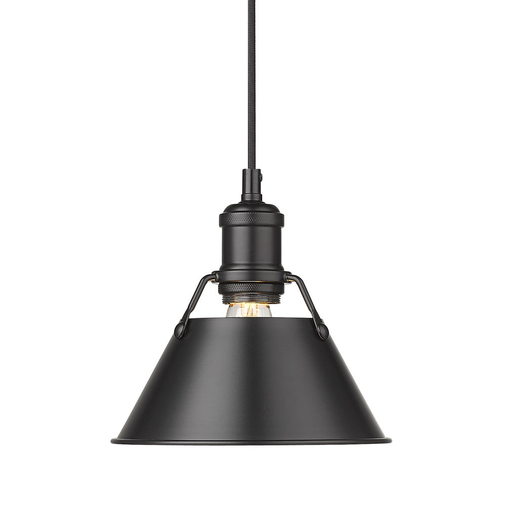 Yep by Golden Lighting Orwell 1-light 8in Pendant in Matte Black